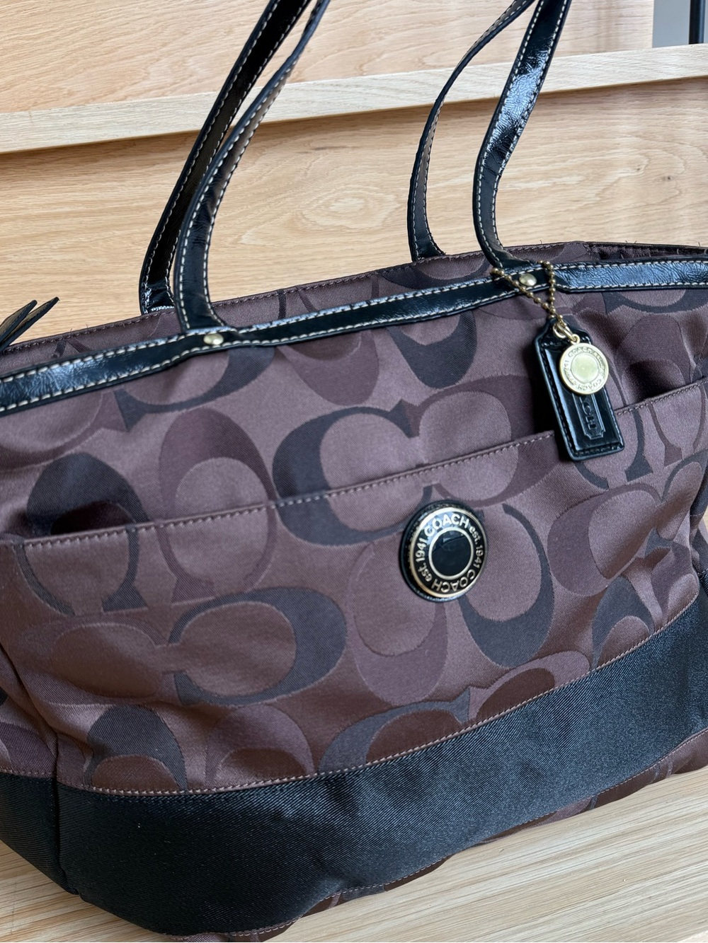 Authentic Coach Brown Signature Tote Bag - Picture 2 of 16